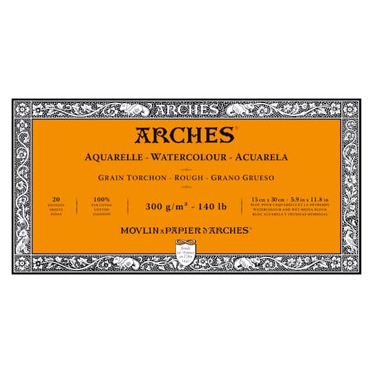 Arches Watercolor Blocks 140 lb Rough 12"" x 16"" 20 Sheets